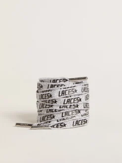 Clearance Cadarços cor gelo com escritas Laces pretas em contraste MULHER Cadarços|Cadarços