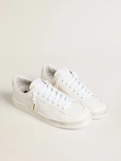 Best Sale Cadarços de algodão branco com logo dourado em contraste MULHER Cadarços|Cadarços