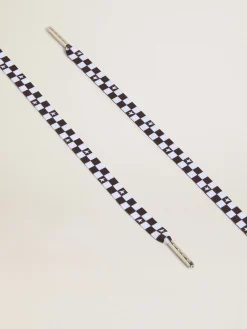 Outlet Cadarços de algodão xadrez branco e preto com estrelinhas brancas MULHER Cadarços|Cadarços