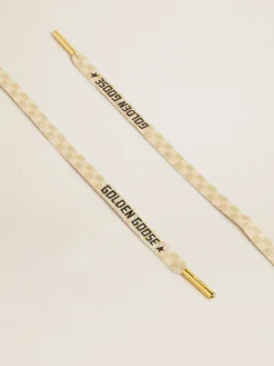 New Cadarços de algodão xadrez dourado e bege com estrelinhas e escrita em contraste MULHER Cadarços|Cadarços
