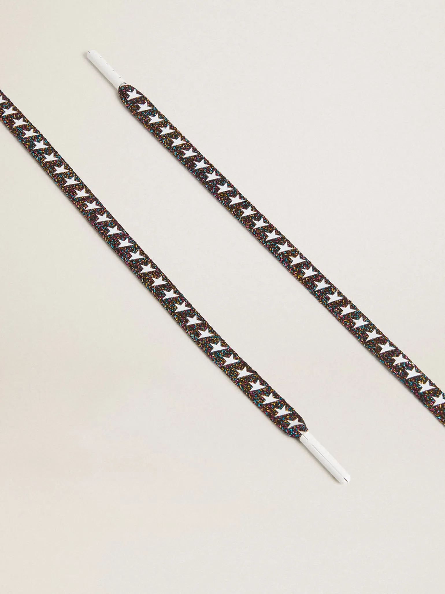 Fashion Cadarços de glitter colorido com estrela branca em contraste MULHER Cadarços|Cadarços