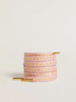 Store Cadarços rosa antigo com estrelas douradas em contraste MULHER Cadarços|Cadarços