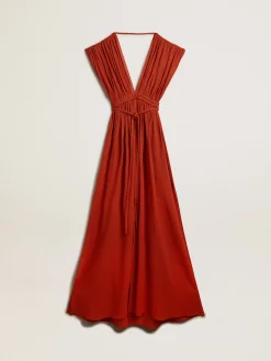 Shop Caftan de algodão jacquard vermelho coral MULHER Beachwear|Vestidos e macacões