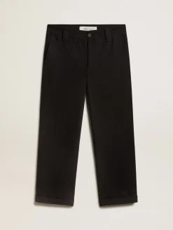 Outlet Calça chino de gabardine de algodão preto Beachwear|Jeans e calças