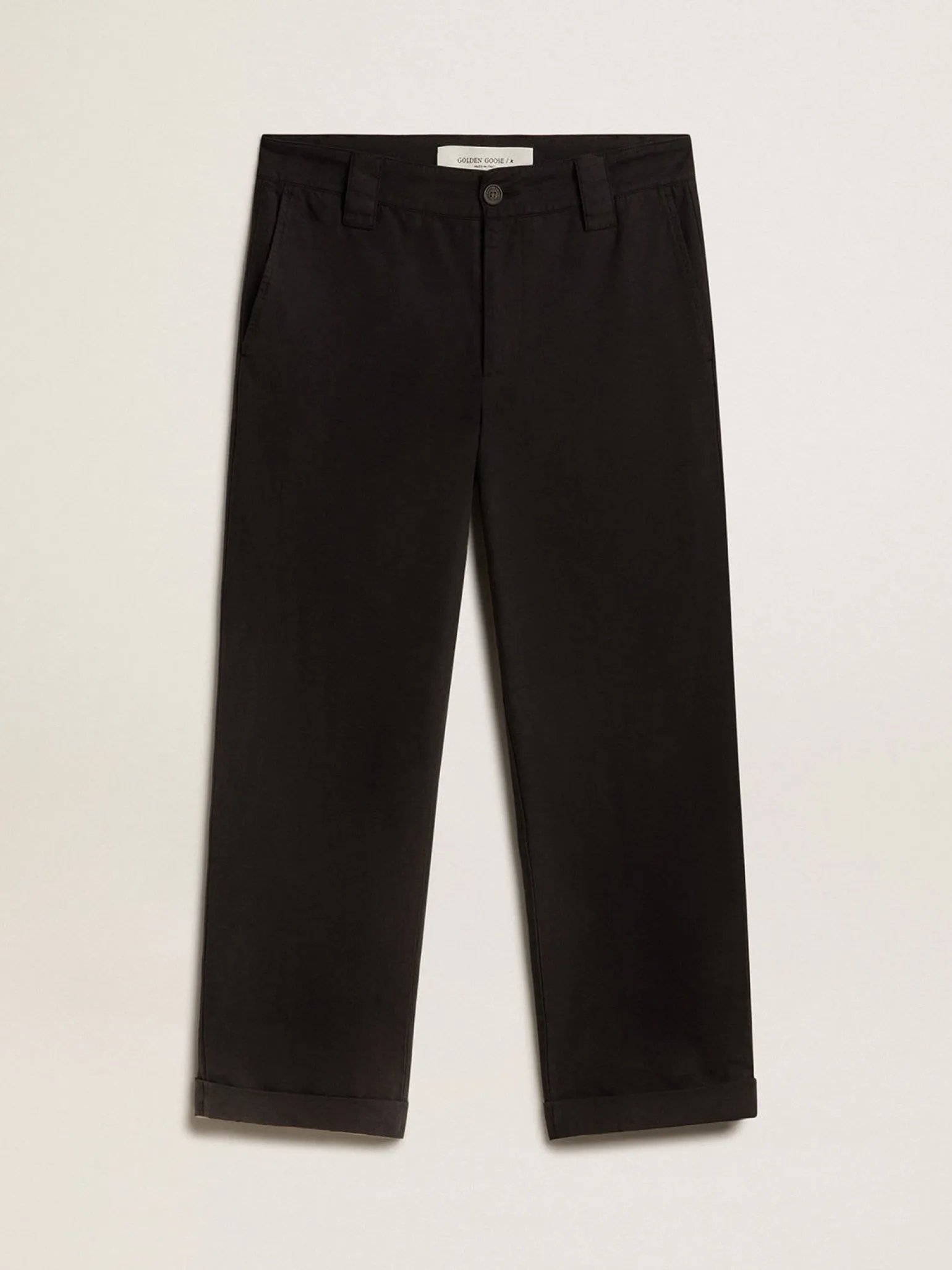 Outlet Calça chino de gabardine de algodão preto Beachwear|Jeans e calças