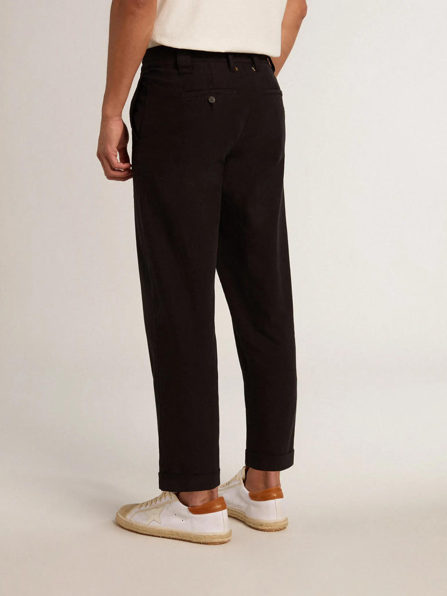 Outlet Calça chino de gabardine de algodão preto Beachwear|Jeans e calças