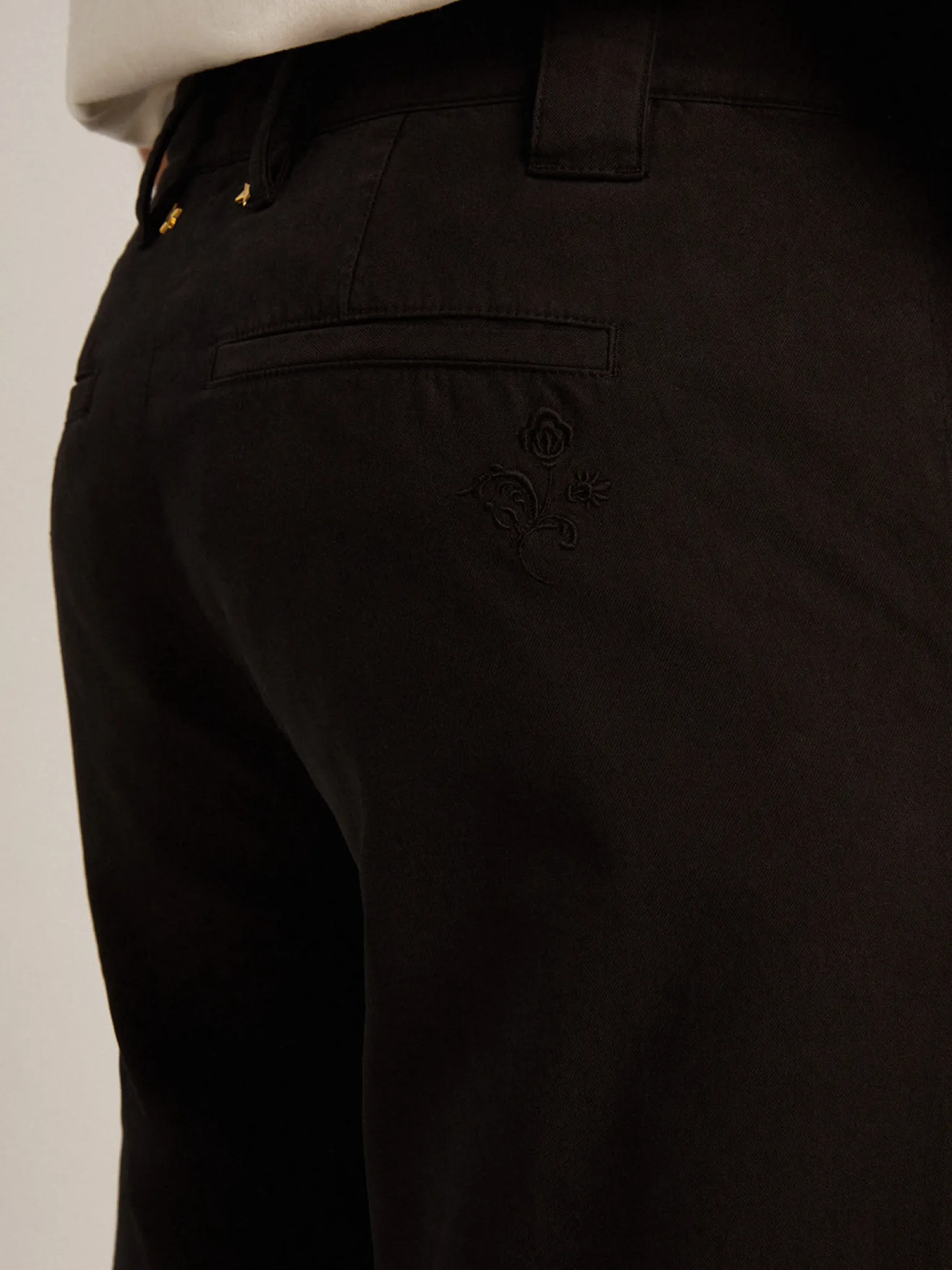 Outlet Calça chino de gabardine de algodão preto Beachwear|Jeans e calças