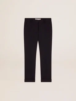 Discount Calça cigarete feminina de lã azul-escura MULHER Jeans e calças