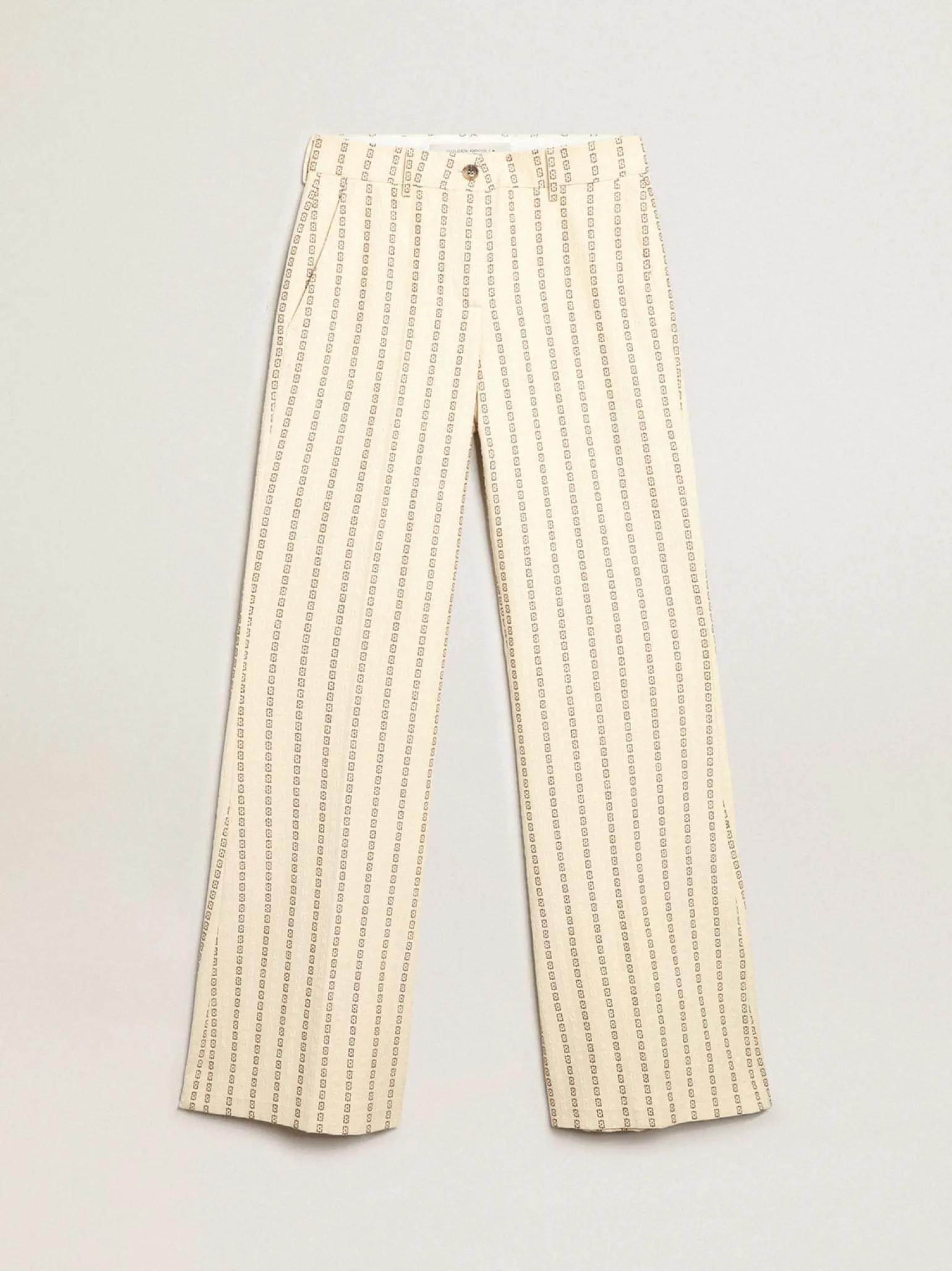 Cheap Calça de algodão na cor creme com estampa jacquard MULHER Jeans e calças