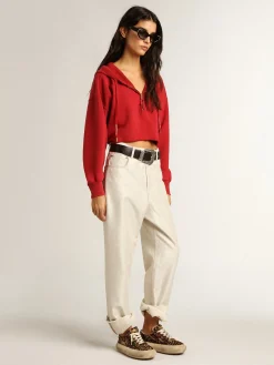 Sale Calça de brim branco dourado MULHER Jeans e calças
