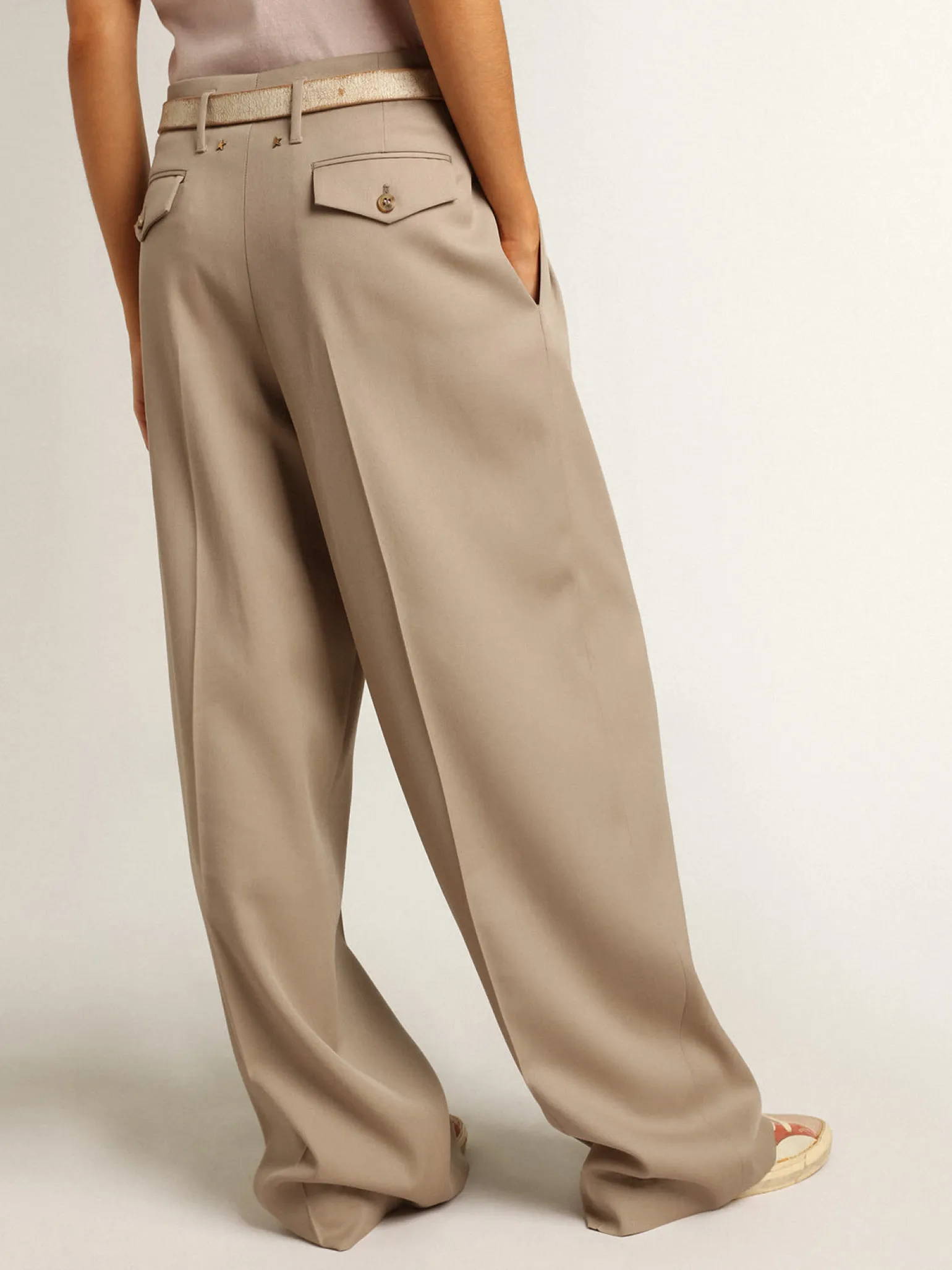 Clearance Calça de gabardine de lã cinza MULHER Jeans e calças