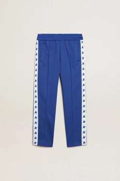 New Calça de jogging azul com faixa branca e estrelas azuis em contraste Bottoms (4-12 years)