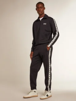 Best Sale Calça de jogging azul-escura com fita e estrelas em contraste Jeans e calças