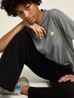 Store Calça de jogging feminina preta com estrela na frente MULHER Jeans e calças