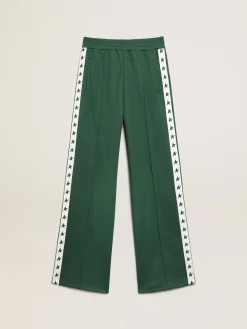 New Calça de jogging feminina verde brilhante com faixa e estrelas MULHER Jeans e calças