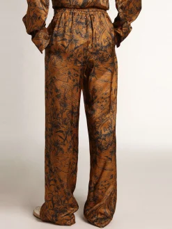 Fashion Calça de jogging feminina marrom dourado com estampa caderno de viagem MULHER Jeans e calças