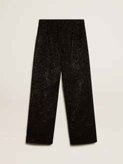 Best Calça de jogging masculina em misto linho preto com lantejoulas Jeans e calças