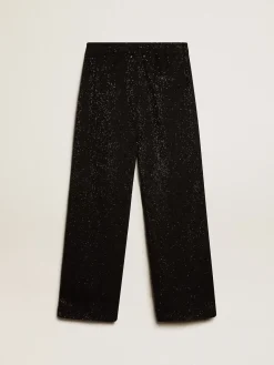 Best Calça de jogging masculina em misto linho preto com lantejoulas Jeans e calças