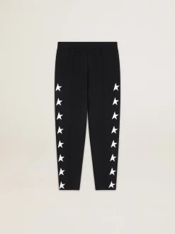 Clearance Calça de jogging masculina preta com estrelas brancas Jeans e calças