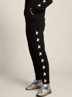 Clearance Calça de jogging masculina preta com estrelas brancas Jeans e calças