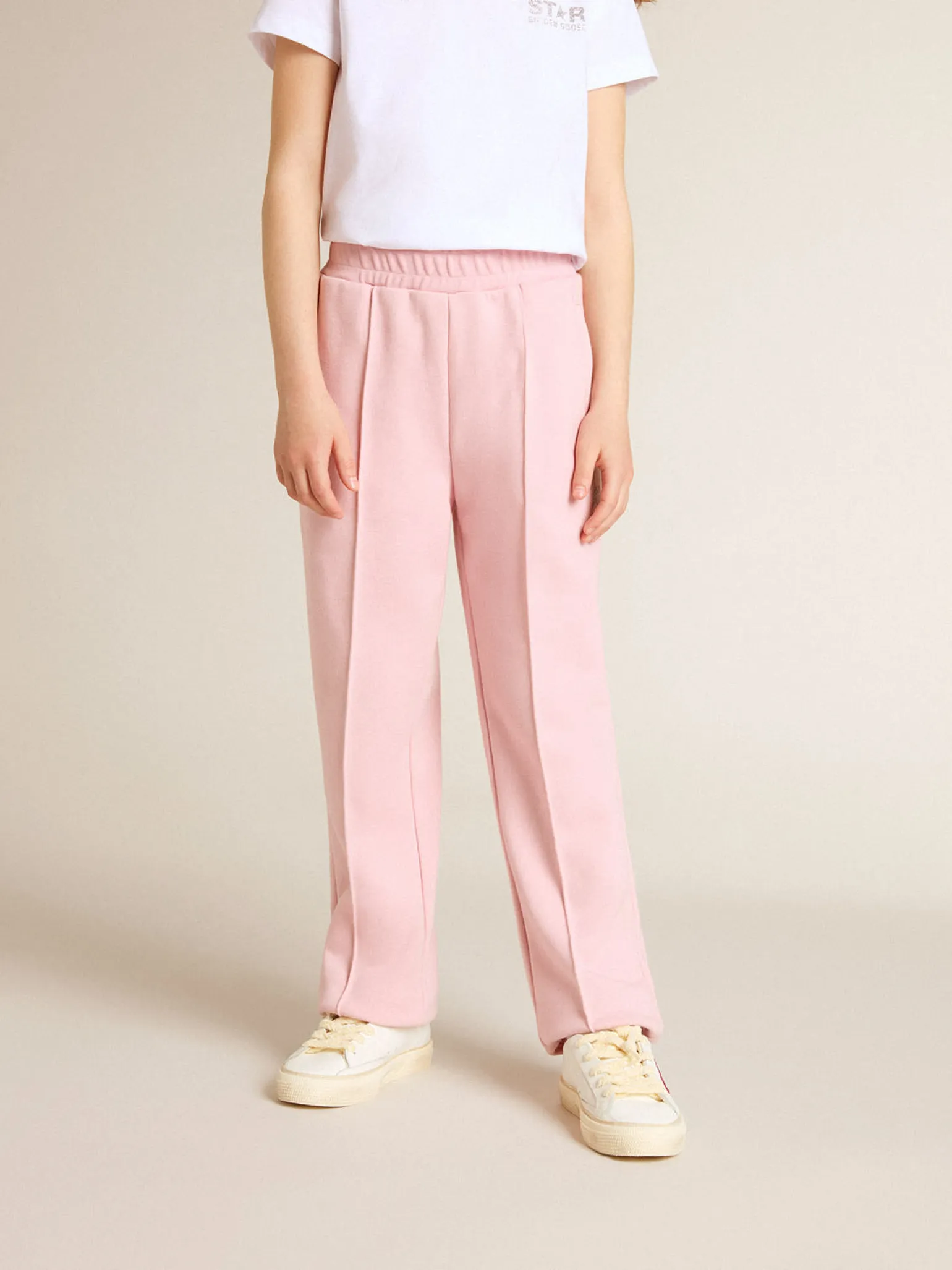 Online Calça de jogging rosa com estrela de glitter na frente Bottoms (4-12 years)