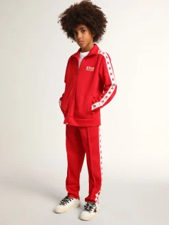 Cheap Calça de jogging vermelha com listras brancas e estrelas vermelhas em contraste Bottoms (4-12 years)|Bottoms (4-12 years)