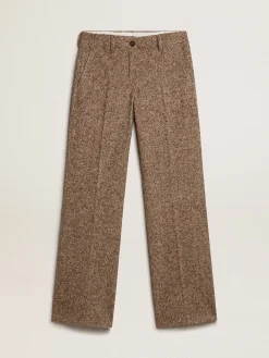 Sale Calça feminina de misto lã e seda bege e marrom MULHER Jeans e calças