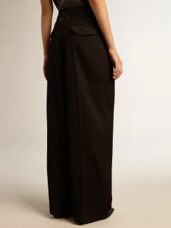 Best Calça feminina em gabardine de lã preta MULHER Jeans e calças