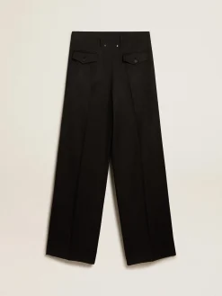 Best Calça feminina em gabardine de lã preta MULHER Jeans e calças