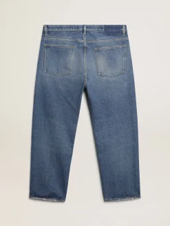 Fashion Calça jeans azul com efeito stonewashed Jeans e calças