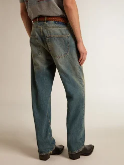 Online Calça jeans azul com tratamento usado Jeans e calças