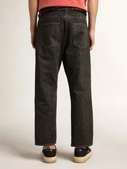Shop Calça jeans cinza masculina com estampa de leopardo Jeans e calças