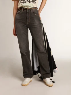Outlet Calça jeans feminina preta com efeito desbotado MULHER Jeans e calças