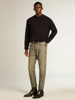 Sale Calça jeans masculina listrada cinza Jeans e calças