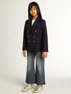 Cheap Calça jeans perna larga de sarja azul denim Bottoms (4-12 years)