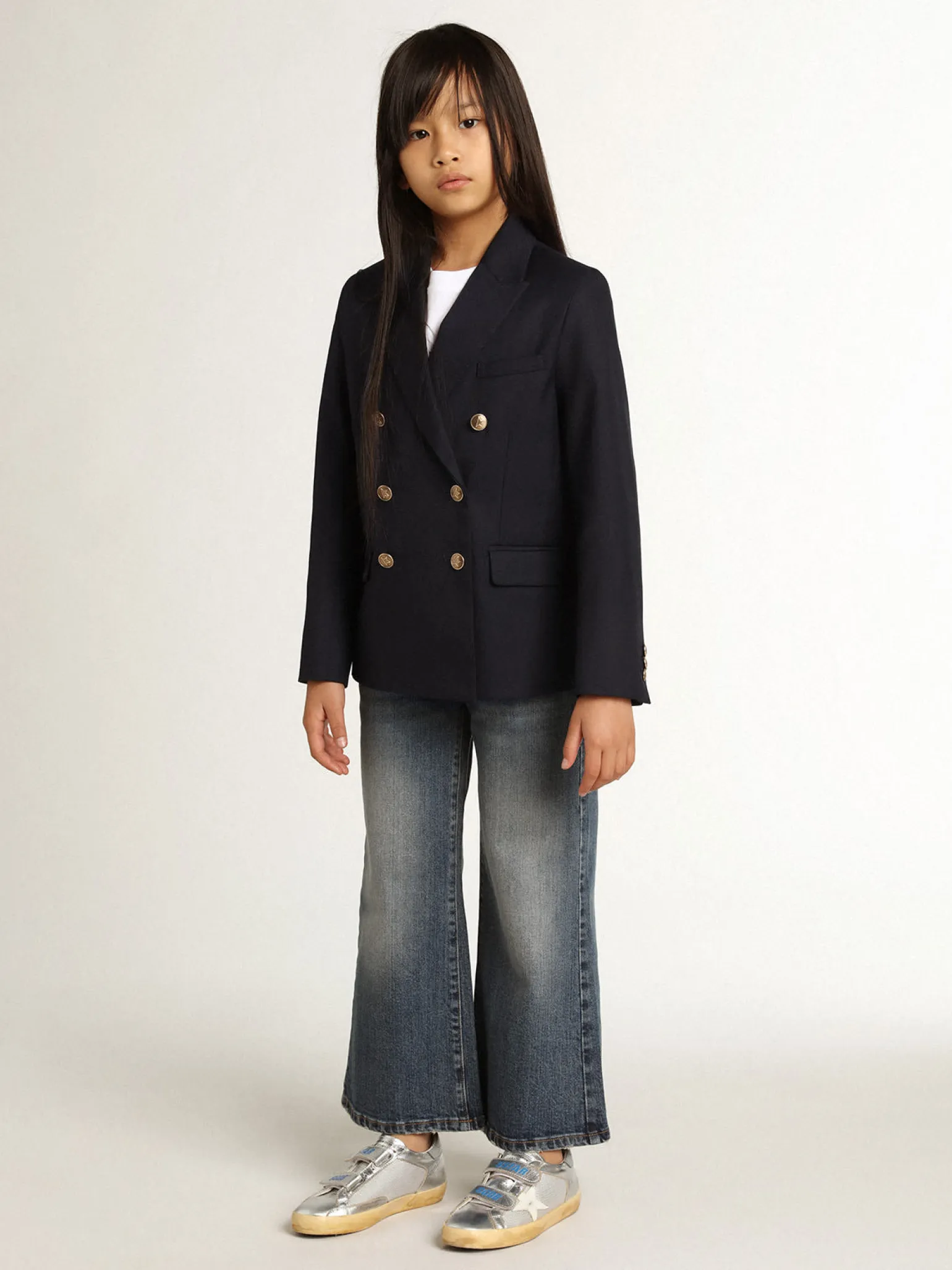 Cheap Calça jeans perna larga de sarja azul denim Bottoms (4-12 years)