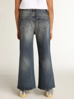 Cheap Calça jeans perna larga de sarja azul denim Bottoms (4-12 years)