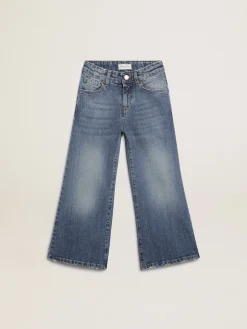 Cheap Calça jeans perna larga de sarja azul denim Bottoms (4-12 years)