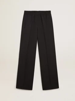 Cheap Calça jogging de gabardine de lã azul-escura MULHER Jeans e calças