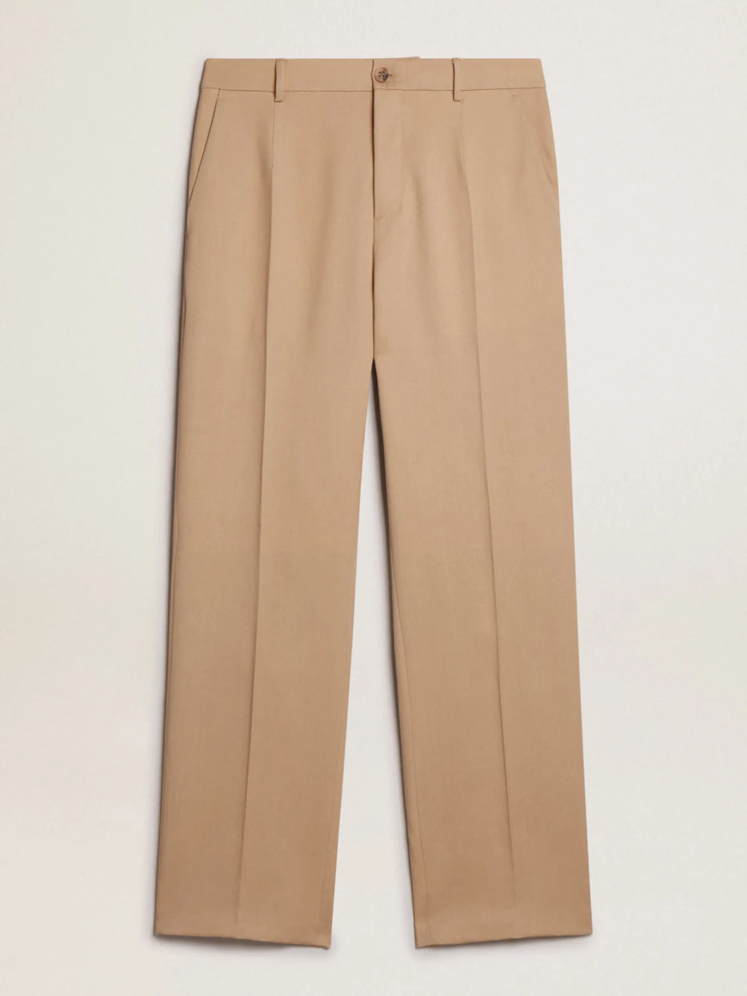 Online Calça masculina de gabardine de lã cor areia Jeans e calças