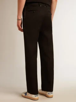 Cheap Calça smoking masculina em gabardine de lã preta Jeans e calças