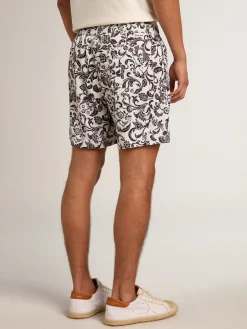 Flash Sale Calção boxer com estampa branca e preta all-over Beachwear