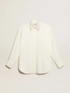 Cheap Camisa cor branco antigo com padrão jacquard e bordados MULHER Camisas