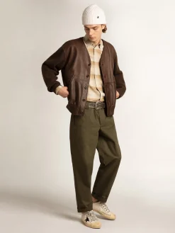 Clearance Camisa de modelagem slim cor de pimenta e areia escura Camisas