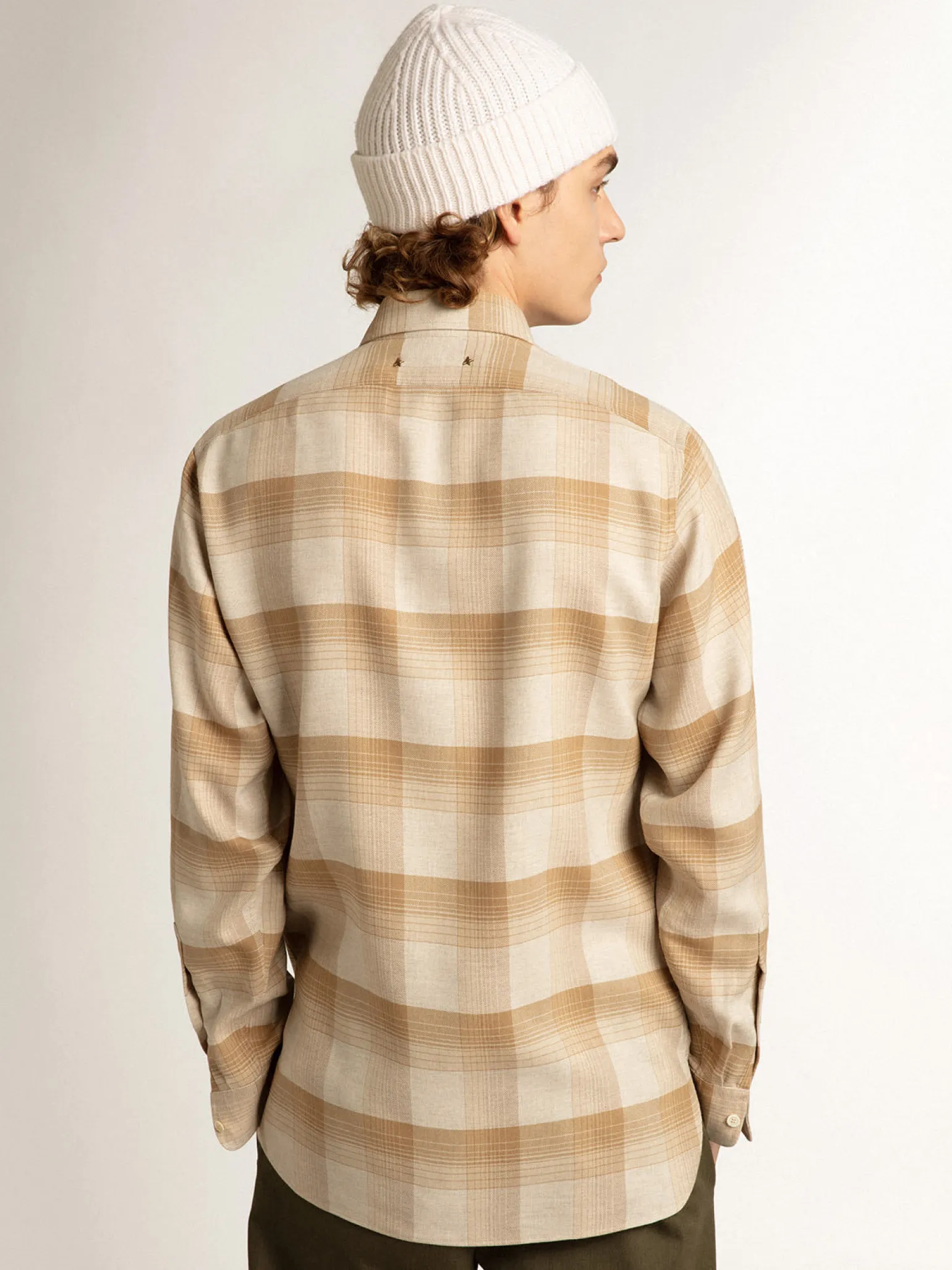 Clearance Camisa de modelagem slim cor de pimenta e areia escura Camisas