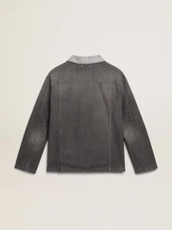 Flash Sale Camisa jeans preta com patch Camisas
