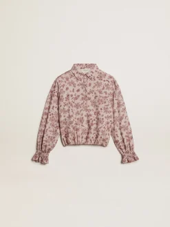 Discount Camisa polo de viscose rosa pálido com estampa floral Roupas de cima (4-12 years)