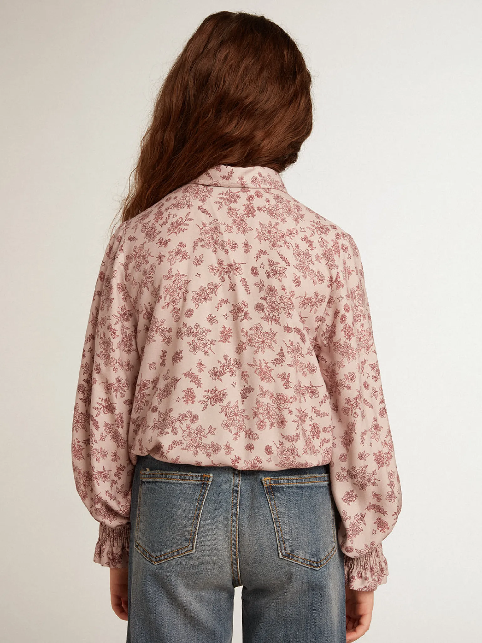 Discount Camisa polo de viscose rosa pálido com estampa floral Roupas de cima (4-12 years)