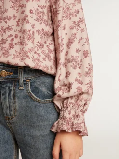 Discount Camisa polo de viscose rosa pálido com estampa floral Roupas de cima (4-12 years)