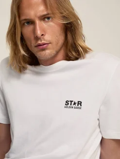 Hot Camiseta branca Coleção Star com logo e estrela pretos em contraste Beachwear|Camisetas